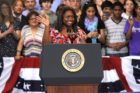 Washignton-Lee senior Amira Delwin introduces the president