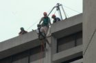 Deb Cobb begins 15 story rappel
