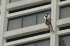 Deb Cobb rappels down Hilton Crystal City