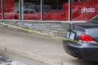 A repaired section of wall can be seen next to the second car to smash into the CVS store in as many years