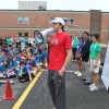 Ultramarathoner Michael Wardian talks to students for Walk and Bike to School Day 2012 at Oakridge Elementary School