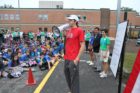 Ultramarathoner Michael Wardian talks to students for Walk and Bike to School Day 2012 at Oakridge Elementary School