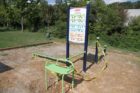 New fitness equipment along the Four Mile Run Trail near Shirlington