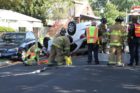 A car flipped on its roof near Patrick Henry Elementary School