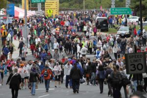 Marine Corps Marathon finish festival in Rosslyn (photo by ARLnow.com)