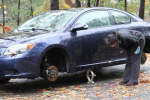 A thief or thieves stole the wheels off a car in Arlington Forest during the height of Superstorm Sandy (file photo)
