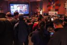 Democrats watching election returns at the Arlington Cinema Drafthouse