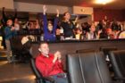 Democrats celebrating election returns at the Arlington Cinema Drafthouse
