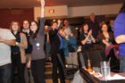 Democrats celebrating election returns at the Arlington Cinema Drafthouse