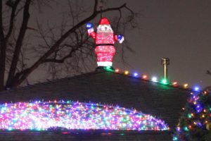 Holiday light display in the Leeway Overlee neighborhood