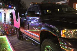 Holiday light display in the Leeway Overlee neighborhood