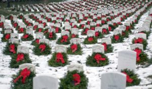 Wreaths at Arlington National Cemetery (via WreathsAcrossAmerica.org)