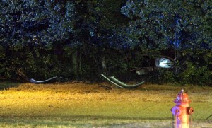 A car crashed through a row of bushes next to the entrance to the Arlington National Cemetery Metro station