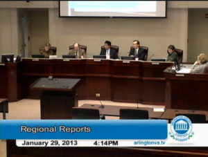 Screen grab of County Board discussing Gov. McDonnell's tranportation plan