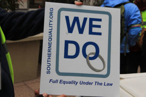 Same sex couples request marriage licenses in Arlington