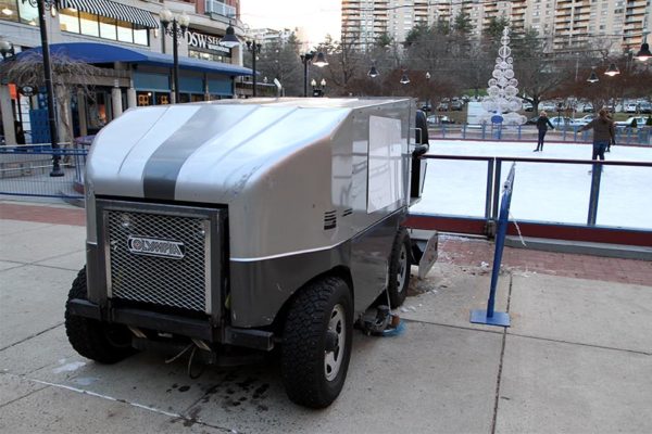 An ice resurfacer at the Pentagon Row ice rink