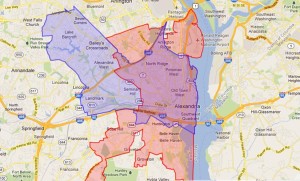 Proposed changes to state Sen. Adam Ebbin's district (in blue)