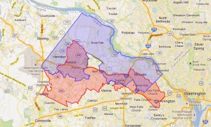 Proposed changes to state Sen. Janet Howell's district (in blue)