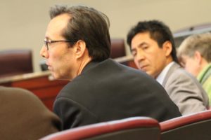 County Board members Jay Fisette and Walter Tejada at a budget presentation on Feb. 20, 2013