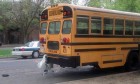 An SUV ran into two parked school buses on S. Hayes Street on 4/19/13