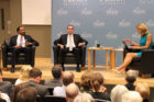 E.W. Jackson, Ralph Northam and Peggy Fox at the GMU Lt. Gov. debate
