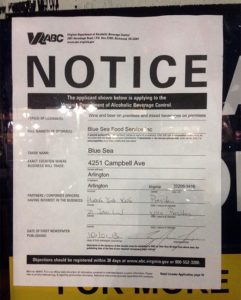Virginia ABC permit for Blue Sea Cajun Restaurant and Bar (courtesy photo)
