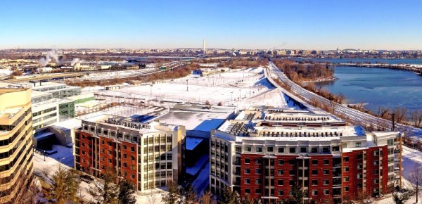 Snowy Long Bridge Park and the D.C. skyline as seen from Crystal City (Flickr pool photo by Joseph Gruber)