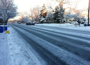 Washington Blvd covered in ice on 1/3/2014