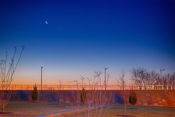 The moon and Venus over Long Bridge Park (Flickr pool photo by Joseph Gruber)