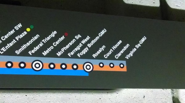 Erroneous Metro signage at Virginia Square (photo via @DCtransitnerd)