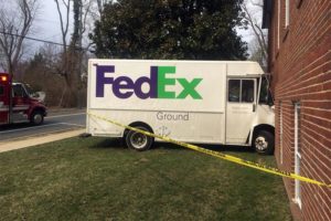 FedEx truck crashed into building (photo courtesy ACFD)