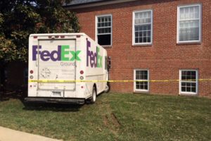 FedEx truck crashed into building (photo courtesy Jason Gropper)