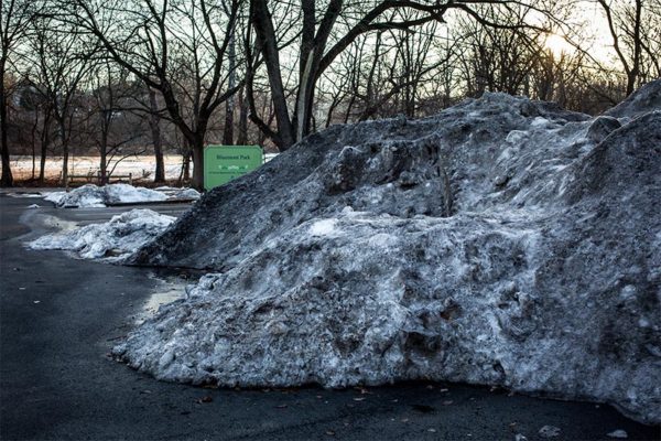 Large pile of snow in the Bluemont Park parking lot (Flickr pool photo by @ddimick)