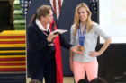 Ashley Wagner speaks to students at Arlington Science Focus Elementary