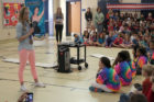 Ashley Wagner speaks to students at Arlington Science Focus Elementary
