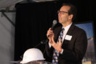 County Board Chair Jay Fisette speaks at the groundbreaking of the Central Place residential construction in Rosslyn