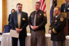 Deputy Andrew Woodrow receives the Sheriff's Office Lifesaving award