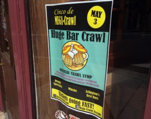 Cinco De MEGA-Crawl sign in Clarendon