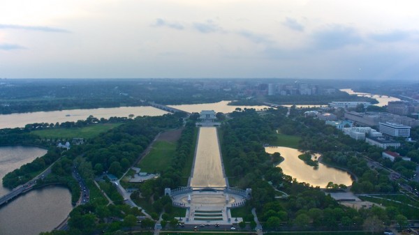 Looking across the Potomac toward Virginia from the top of the Washington Monument (Flickr pool photo by Joseph Gruber)