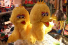Big Bird puppets on display at Puppet Heaven