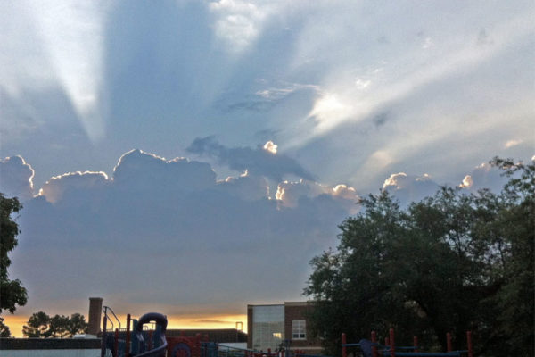 Dawn over Barrett Elementary School (photo courtesy Larry Bowring)