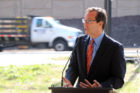 Arlington County Board Chair Jay Fisette speaks at a ribbon-cutting for the new Route 50/N. Courthouse Road interchange