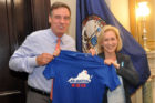Sens. Mark Warner and Kirsten Gillibrand (N.Y.) hold an 