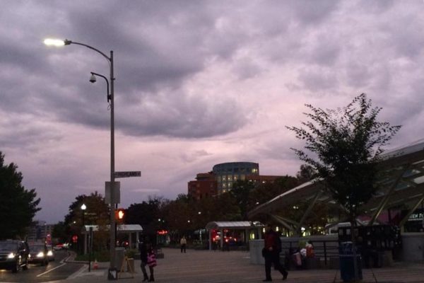Eerie sky over the Clarendon Metro station (Photo courtesy @ClarendonScene)