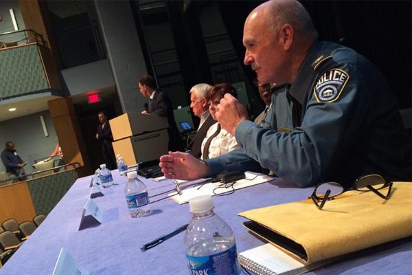 Police Chief Doug Scott at a community forum on policing