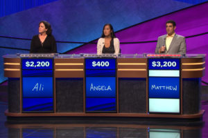 Arlington resident Matthew LaMagna, right, on Jeopardy (photo courtesy Jeopardy Productions, Inc.)