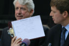 VA Atty General Mark Herring and Arlington Clerk of Courts Paul Ferguson with a new same-sex marriage application on 10/6/14
