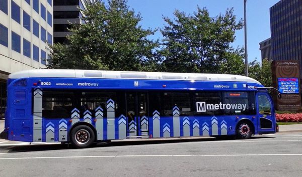 Metroway bus in Crystal City (Photo courtesy Donna Gouse)