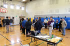 The line to vote in the gymnasium of Arlington Traditional School