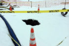 A sinkhole at the corner of 1st Street N. and Edgewood Street (photo courtesy Chris Timura)